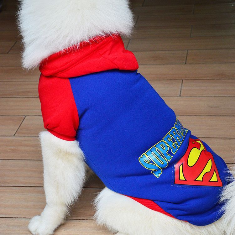 Pet Hoodie Sweatshirt Shine Superman Cotton thin two-legged superman yellow XS view 6