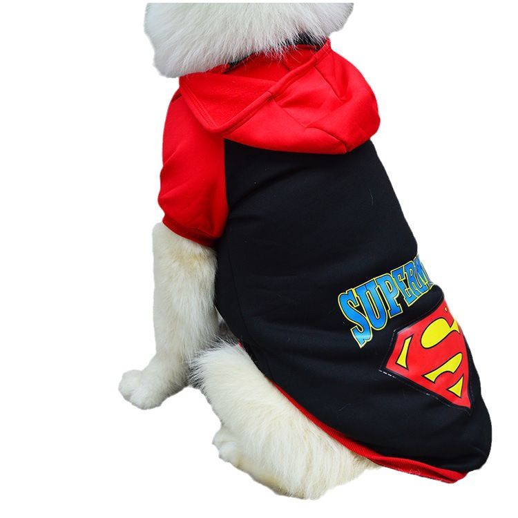 Pet Hoodie Sweatshirt Shine Superman Cotton thin two-legged superman yellow XS view 7