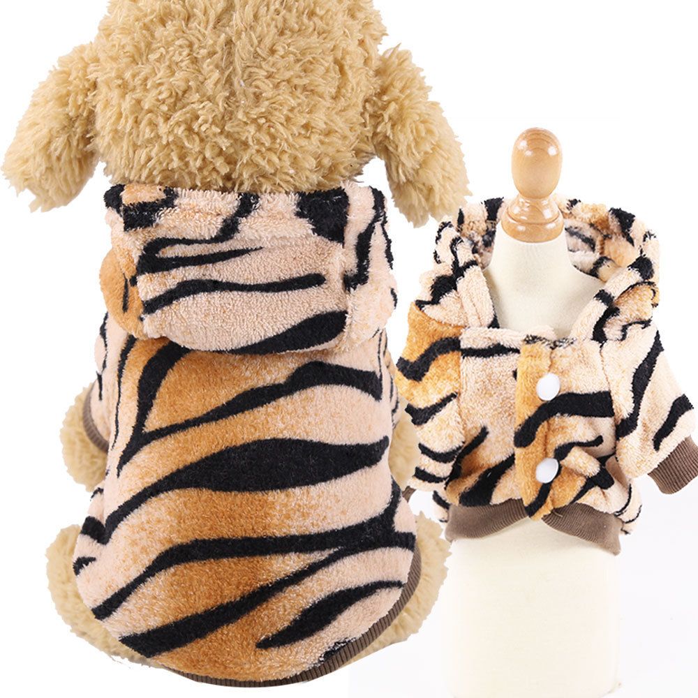 Shine Flannel Hooded Tiger Pet Costume Hooded two-legged tiger L (back length view 5