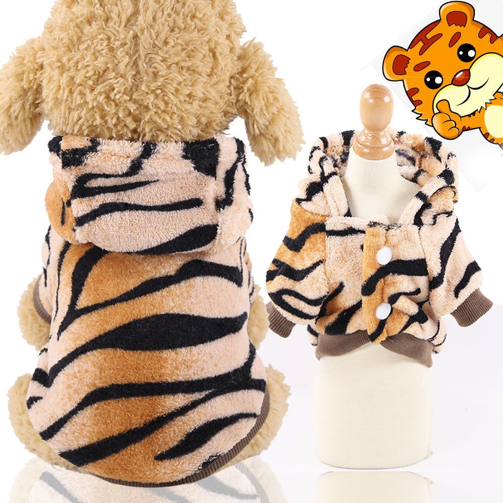 Shine Flannel Hooded Tiger Pet Costume Hooded two-legged tiger XL (back length view 2