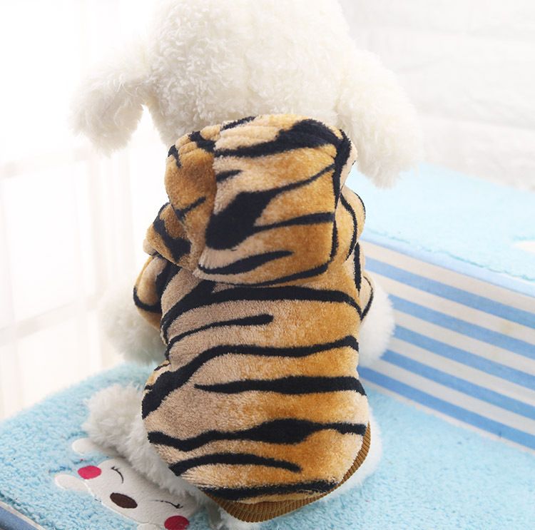 Shine Flannel Hooded Tiger Pet Costume Hooded two-legged tiger XL (back length view 3