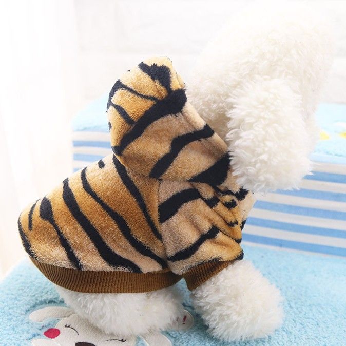 Shine Flannel Hooded Tiger Pet Costume Hooded two-legged tiger XL (back length view 4