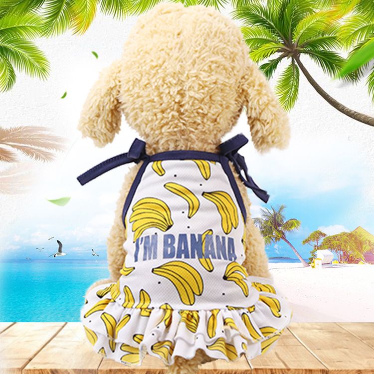 Dog Cat Vest Skirt Striped Mesh Summer Skirt-Banana XL (bust 50CM recommended — image 1