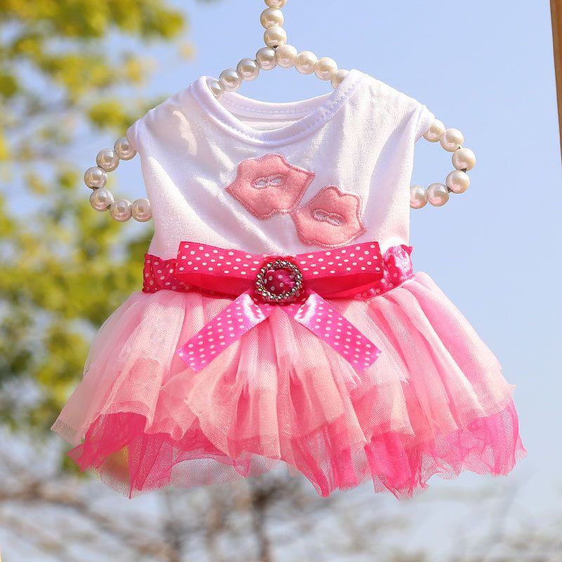 Pet Dress Shine Cotton Lip Skirt Lip Skirt pink S (bust 35CM recommended view 5