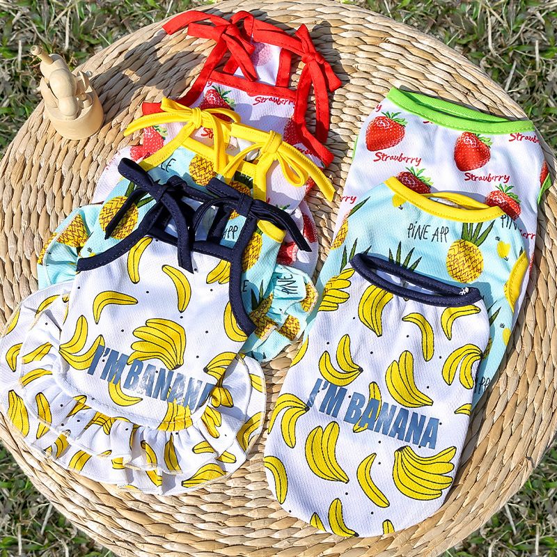 Pet Dog Cat Fruit Print Vest Skirt Sweatshirt Vest-Banana Pattern M (bust 40CM view 2