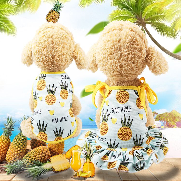 Pet Dog Cat Fruit Print Vest Skirt Sweatshirt Skirt-Pineapple XXL (bust 55CM view 3