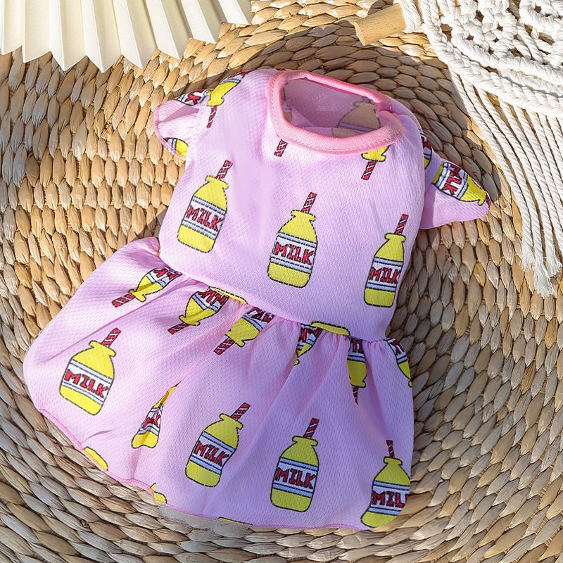 Pet Dog Cat Fruit Print Vest Skirt Sweatshirt Skirt-foundation yellow bottle S — image 1