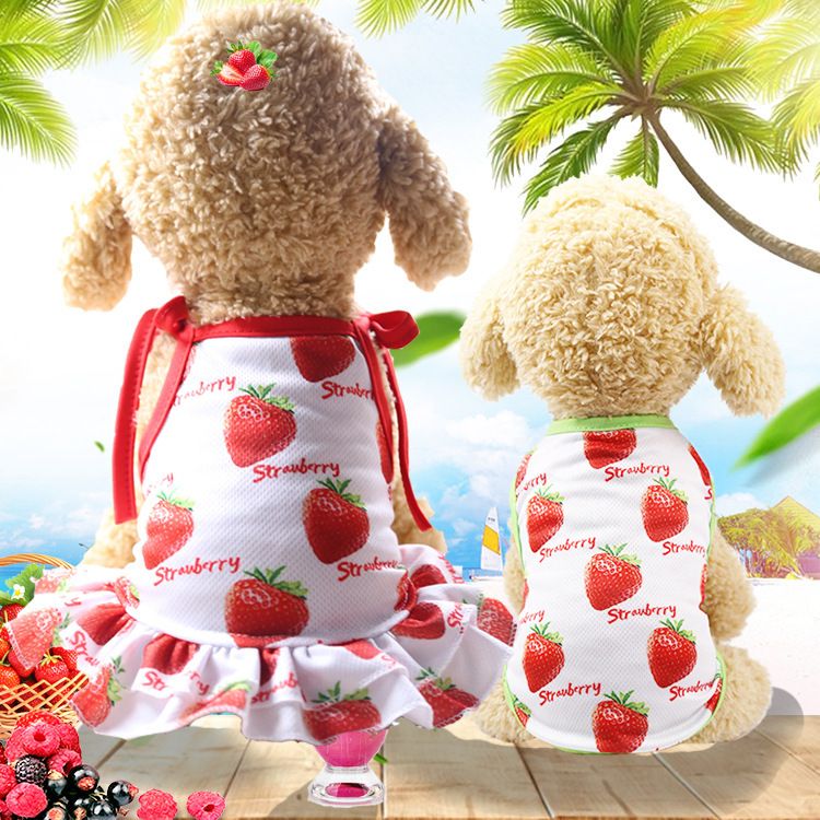 Pet Dog Cat Fruit Print Vest Skirt Sweatshirt Skirt-Pink Crane L (bust 45CM view 5