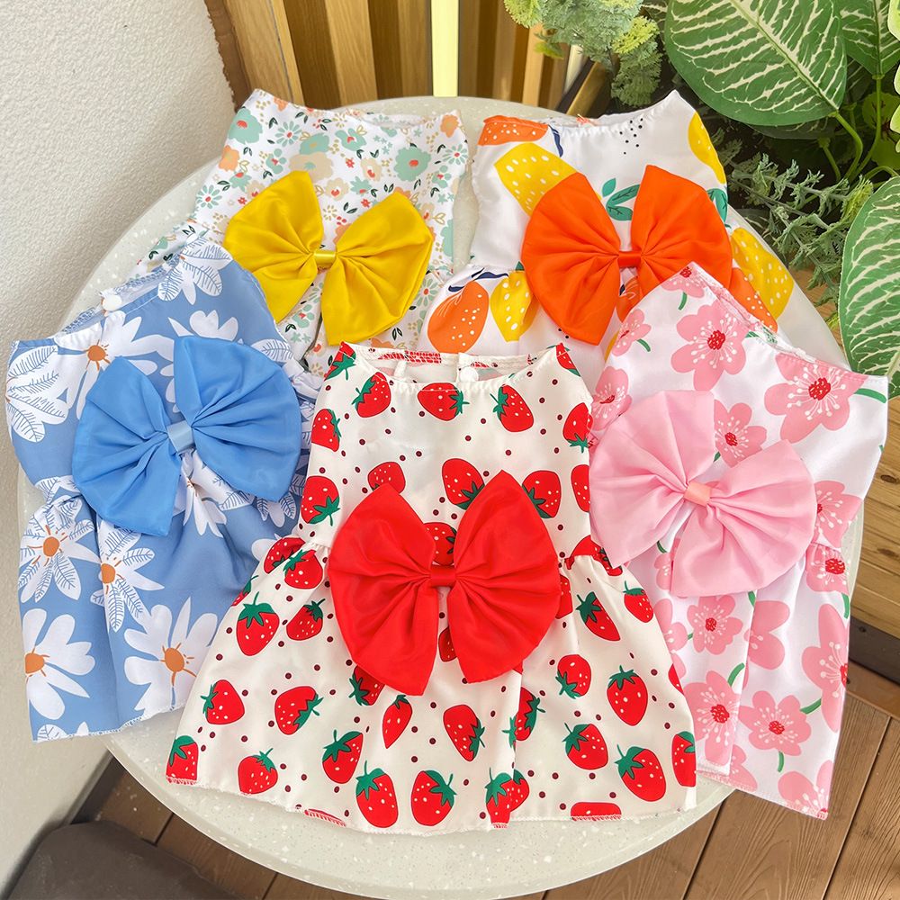 Shine Pet Dog Cat Mesh Dress Pink Vertical Stripe 230B Red Strawberry Skirt M view 6
