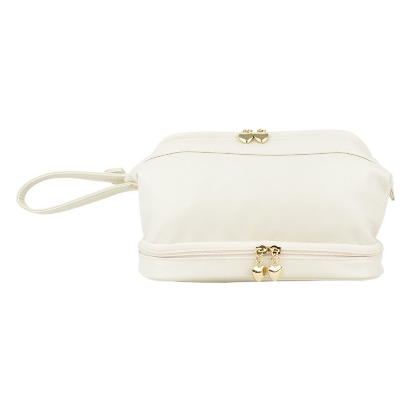 Dajia PU Double Layer Cloud Cosmetic Bag White view 2