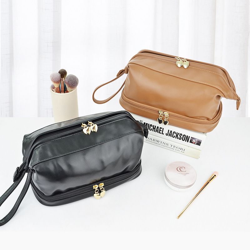 Dajia PU Double Layer Cloud Cosmetic Bag Black view 3