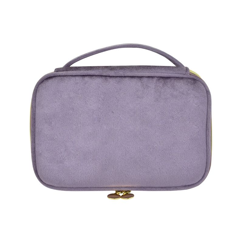 Velvet Makeup Storage Bag Multipurpose Travel Case Light purple
