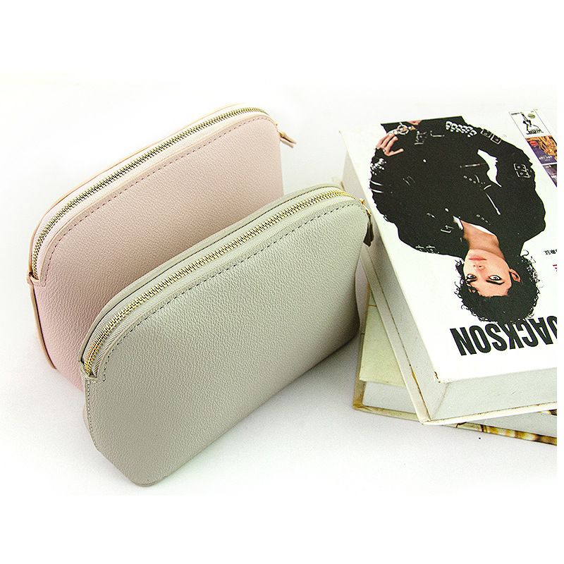 PU Leather Makeup Bag Waterproof Travel Storage. Light purple view 3