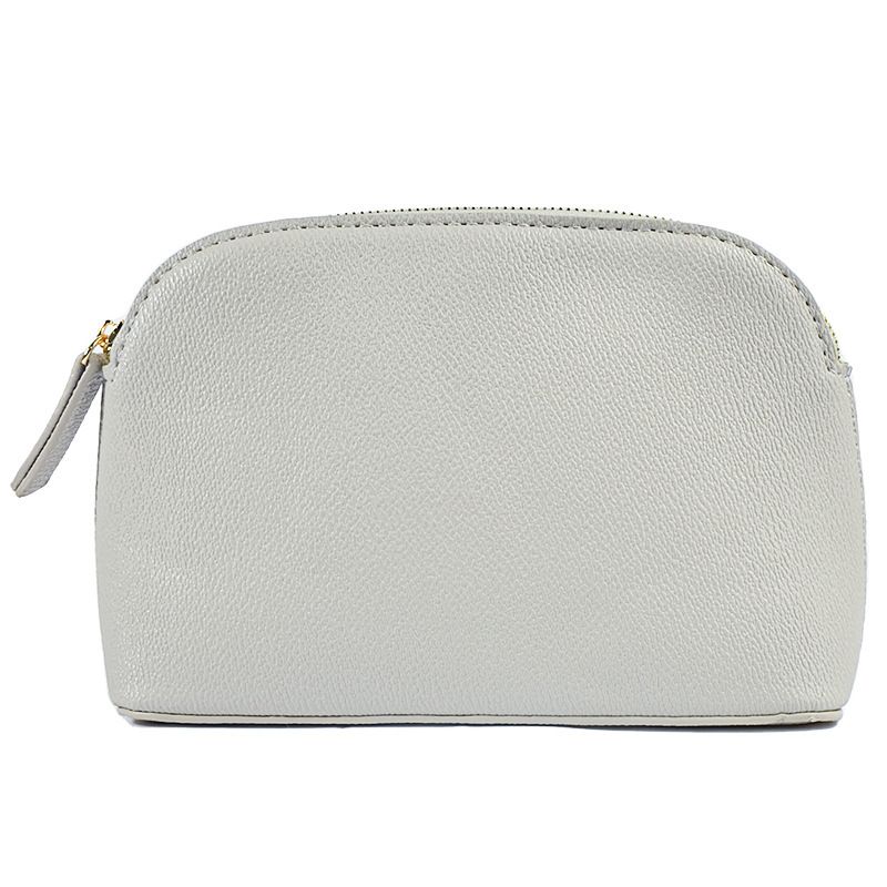 PU Leather Makeup Bag Waterproof Travel Storage. Silver Gray