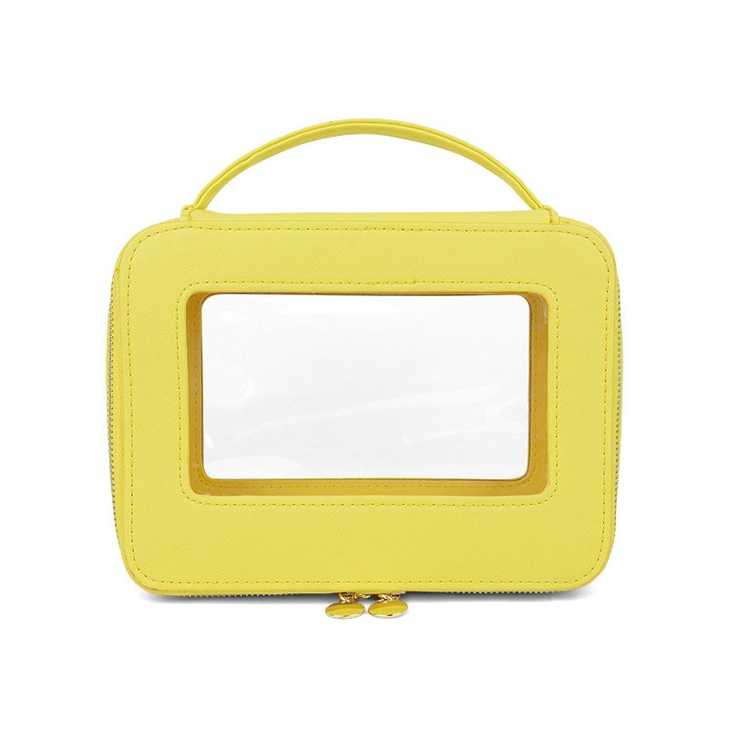 Large Capacity PU Makeup Bag with Window Yellow