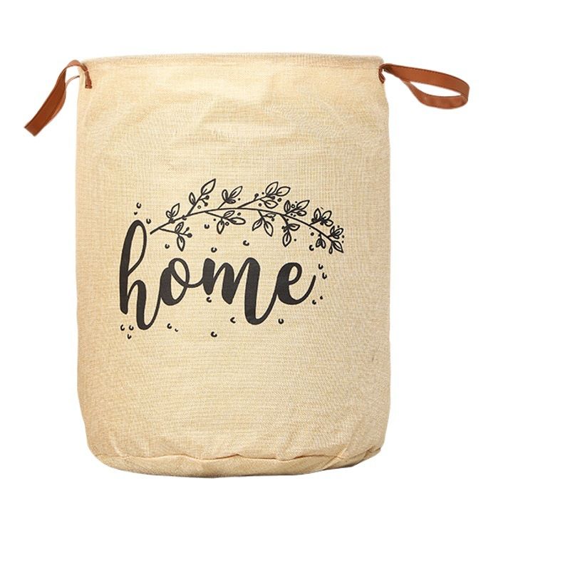 Fabric Storage Bag Cylindrical Large Capacity Retro Cafe PU Handle Barrel 40*50 view 2