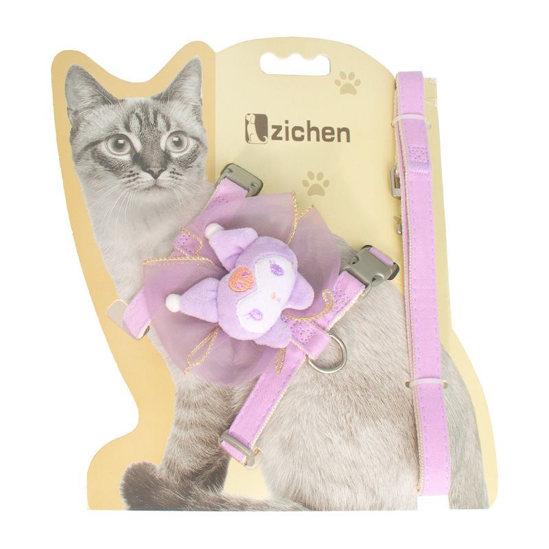 Cat Harness Polyester Bow Anti Escape Pet Leash Purple (Culomi) I-Back M