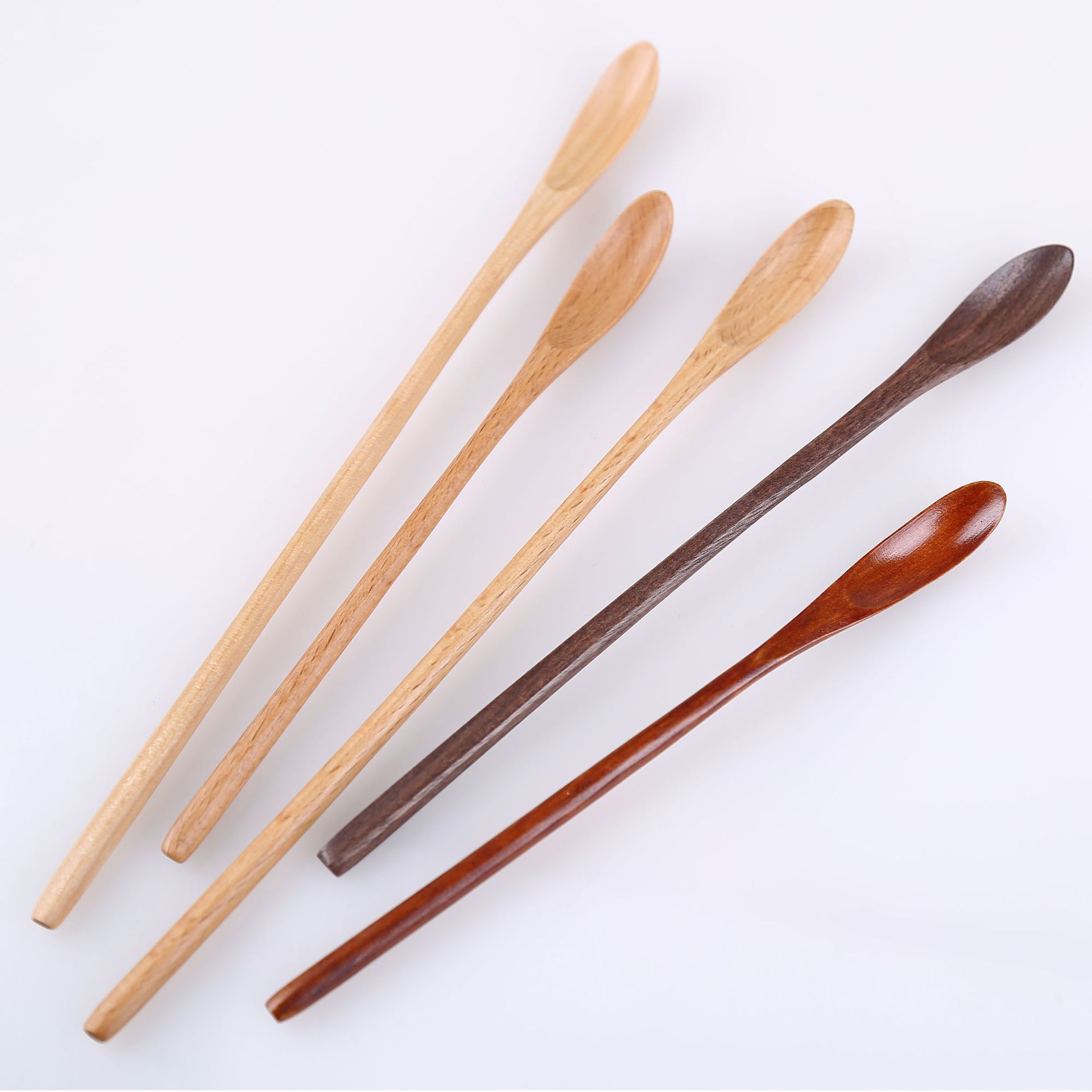YF JY Wooden Spoon Japanese Style Long Handle... 20*3cm log khaki view 2