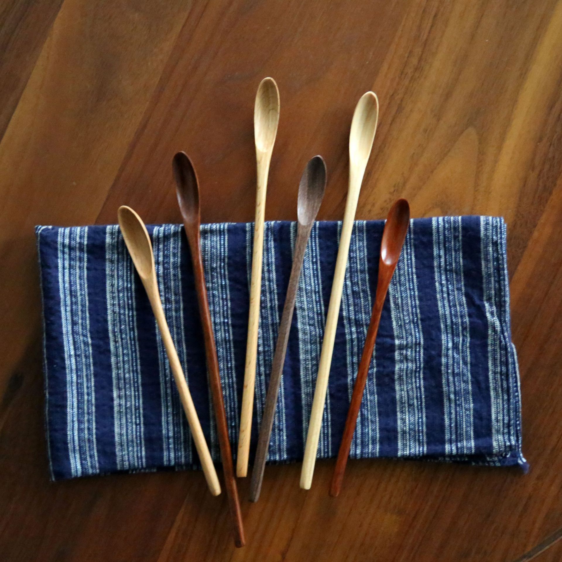 YF JY Wooden Spoon Japanese Style Long Handle... 20*2cm log khaki view 3