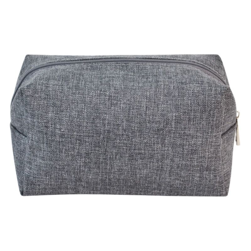 Linen Makeup Bag Cube Travel Storage Organizer Gray view 2