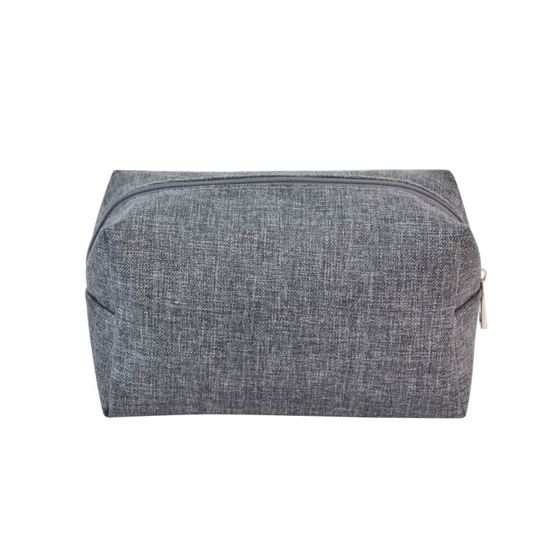 Linen Makeup Bag Cube Travel Storage Organizer Gray view 5