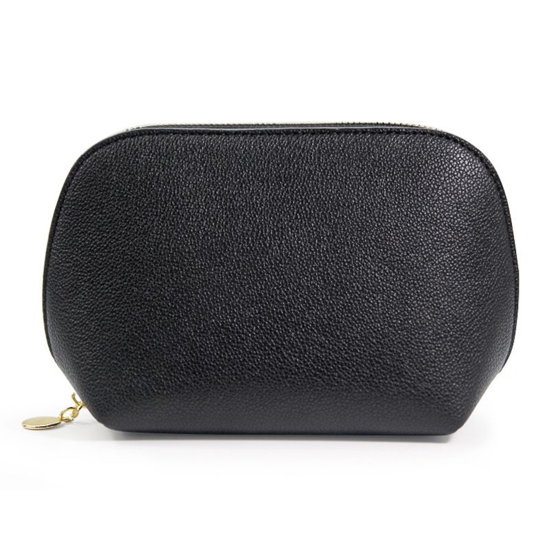 PU Leather Makeup Bag Custom Cube Waterproof Travel. Black