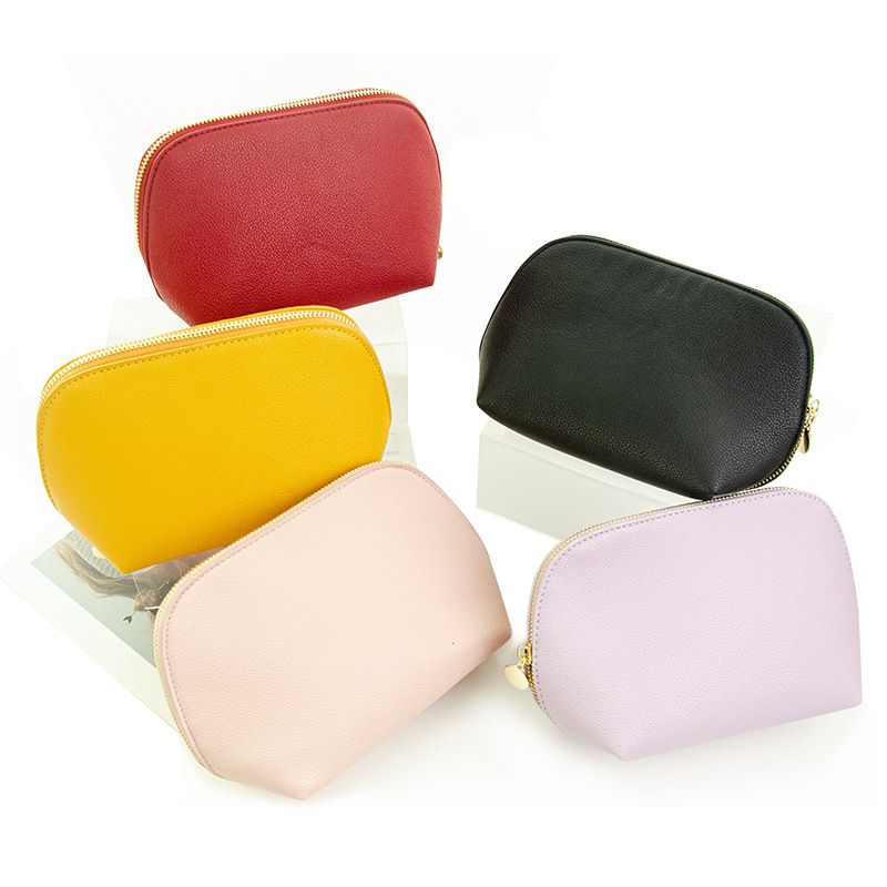 PU Leather Makeup Bag Custom Cube Waterproof Travel. Black view 4