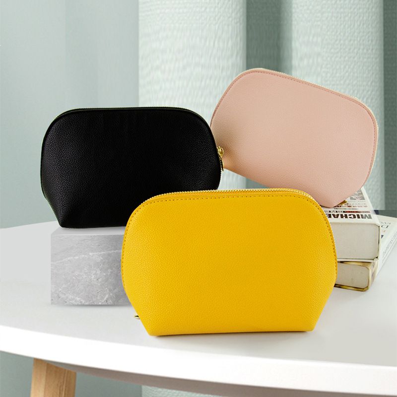 PU Leather Makeup Bag Custom Cube Waterproof Travel. Pink view 5