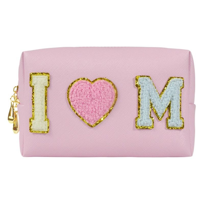 Cute PU Cube Makeup Bag Waterproof Travel Toiletry Pink view 2