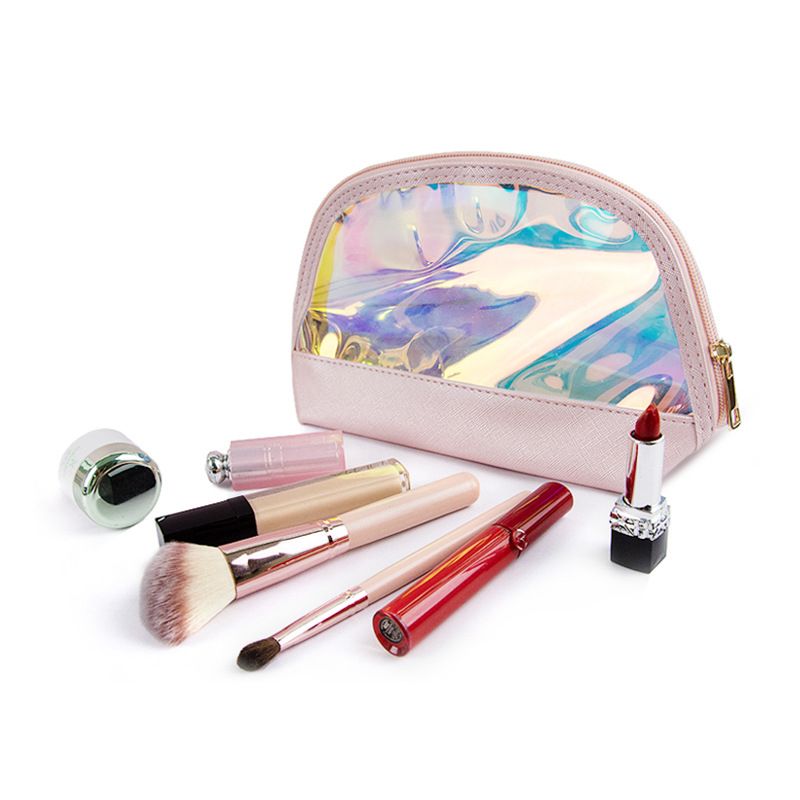 Transparent TPU Cosmetic Bag Waterproof Travel Storage Semicircle bag view 5