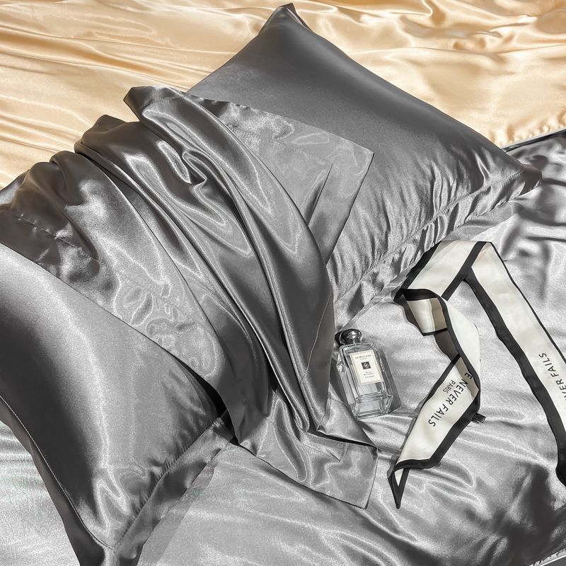 Satin Pillowcase Polyester Solid Color 48x74cm Bright red 48x74cm pair view 3