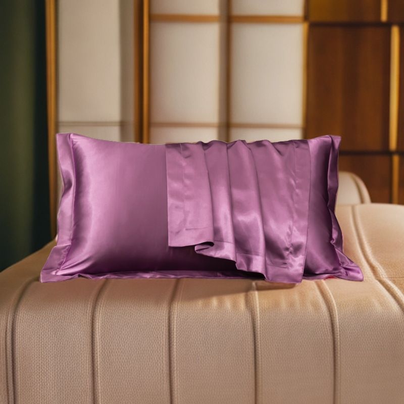 Satin Pillowcase Polyester Solid Color 48x74cm Bean paste 48x74cm pair