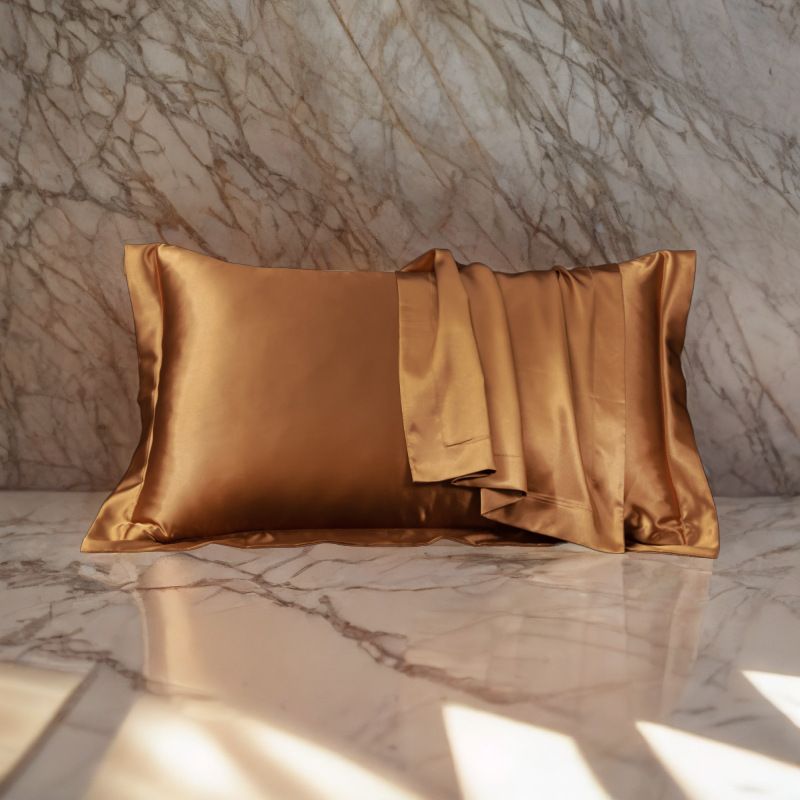Satin Pillowcase Polyester Solid Color 48x74cm Orange 48x74cm pair