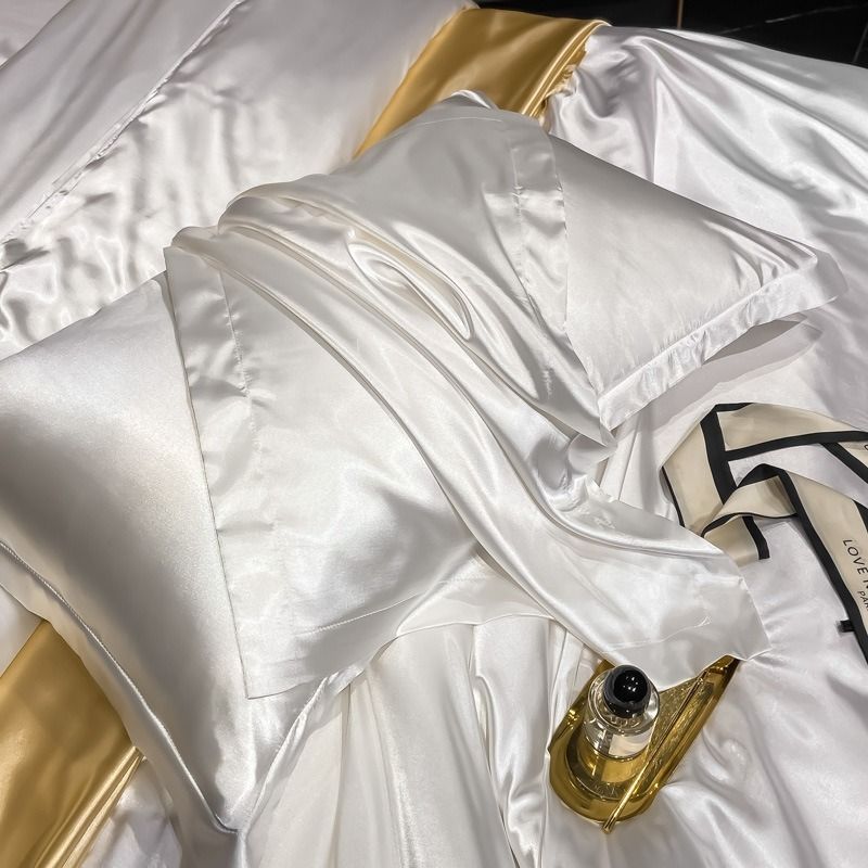 Satin Pillowcase Polyester Solid Color 48x74cm Champagne gold 48x74cm pair view 4