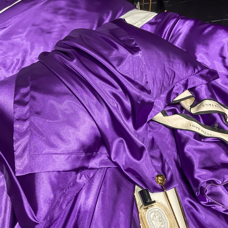Satin Pillowcase Polyester Solid Color 48x74cm Violet 48x74cm pair