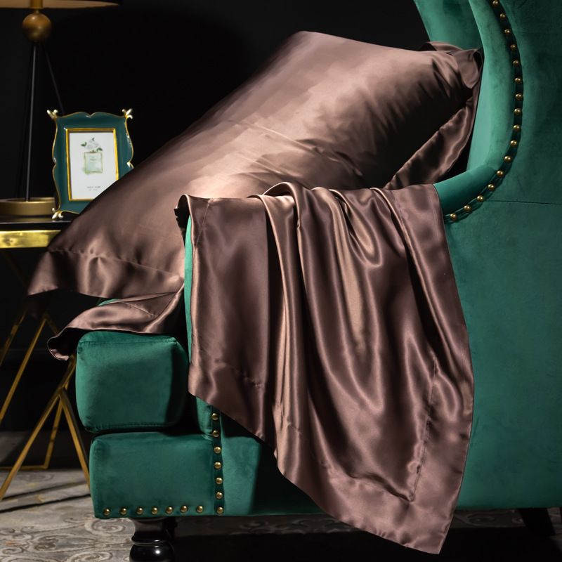 Satin Pillowcase Polyester Solid Color 48x74cm Dark coffee 48x74cm pair