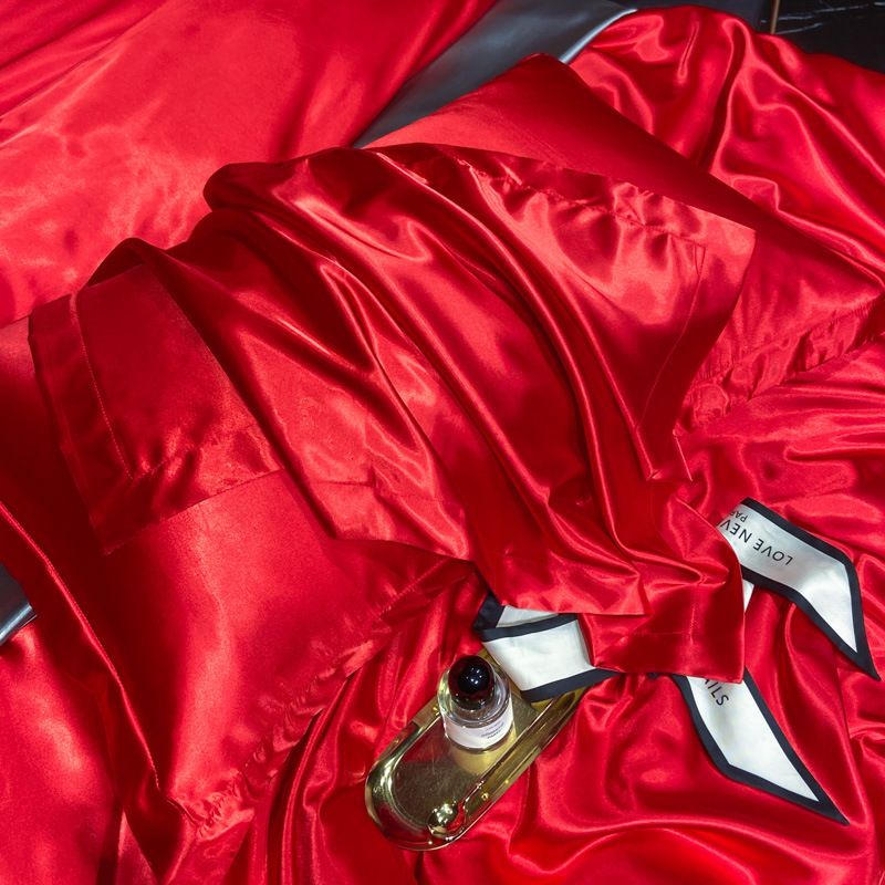 Satin Pillowcase Polyester Solid Color 48x74cm Bright red 48x74cm one pack