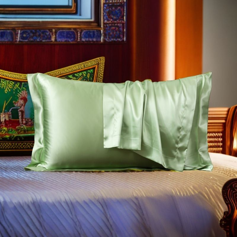 Satin Pillowcase Polyester Solid Color 48x74cm Lover grass green 48x74cm one pack