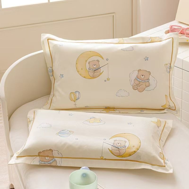 60s Cotton Pillowcase Cartoon Print 30x50cm Moon bend jxx 40*60cm (single