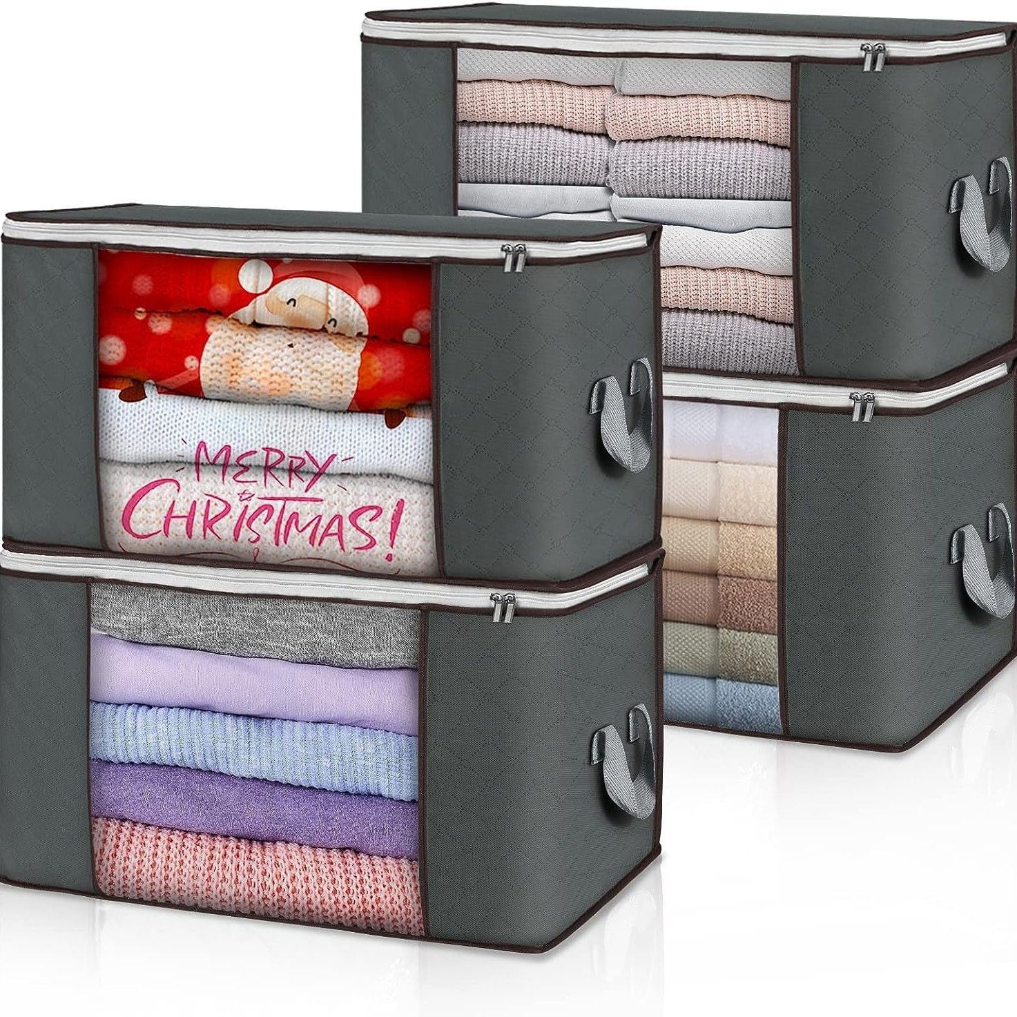 Fortunately Non-woven Quilt Storage Bag Cube 70L Gray 90l (6-piece set)