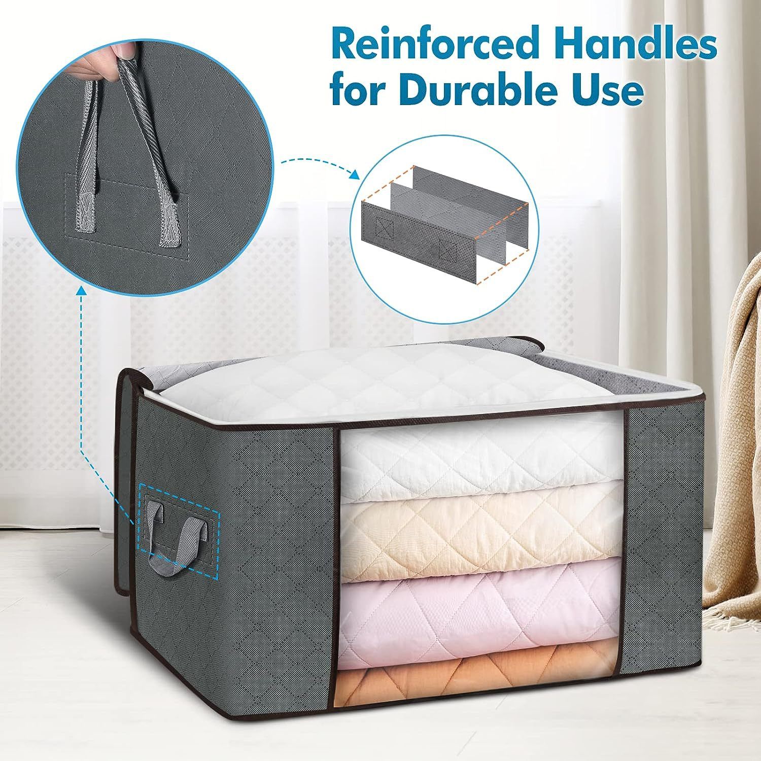 Fortunately Non-woven Quilt Storage Bag Cube 70L Gray 90l (set of 4) view 4