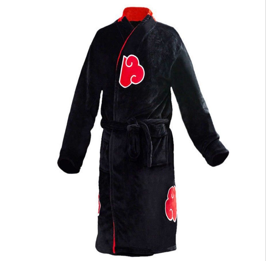 Akatsuki Flannel Bathrobe Naruto Sleepwear Unisex Akatsuki red cloud hokage