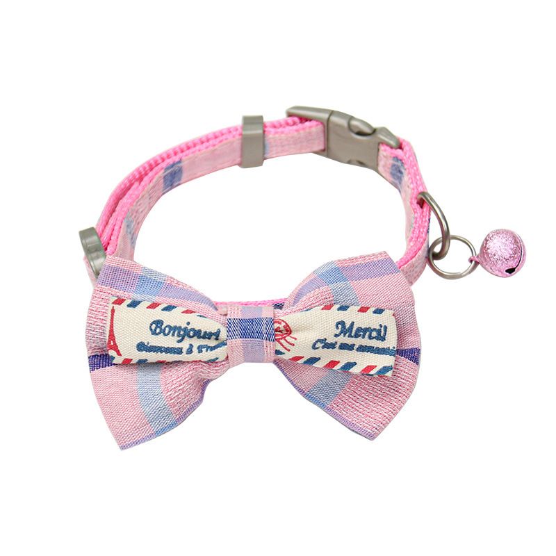 Zichen Plaid Bow Cat Collar with Bell Polyester Yellow wool flower M(1.5 check view 3