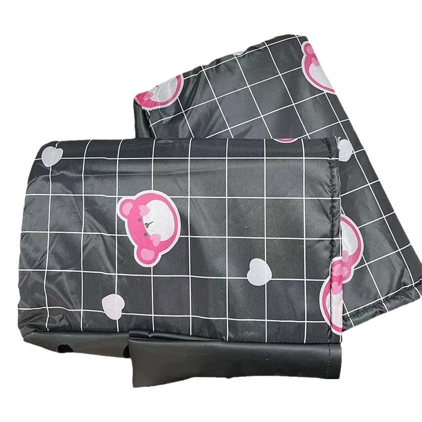 QZE Winter Electric Vehicle Handle Covers Waterproof Lilac bear style [a pair view 2
