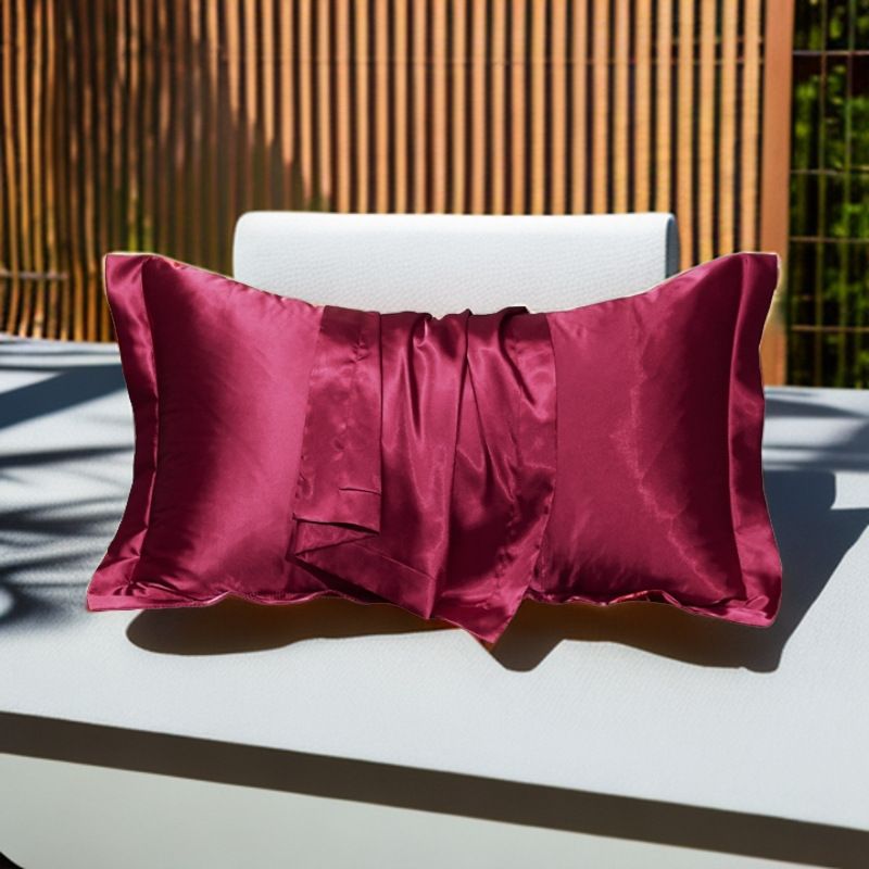 Pillowcase Polyester Satin Soft Anti Wrinkle [silky and anti-wrinkle]-burgundy