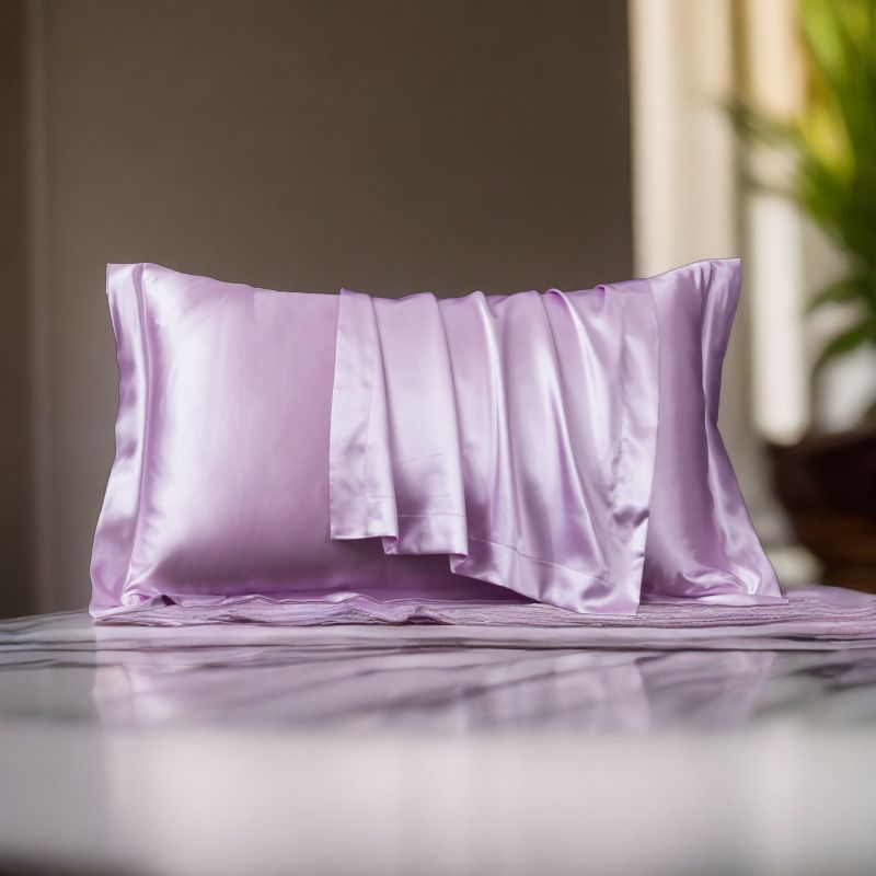Pillowcase Polyester Satin Soft Anti Wrinkle [silky anti-wrinkle] taro purple