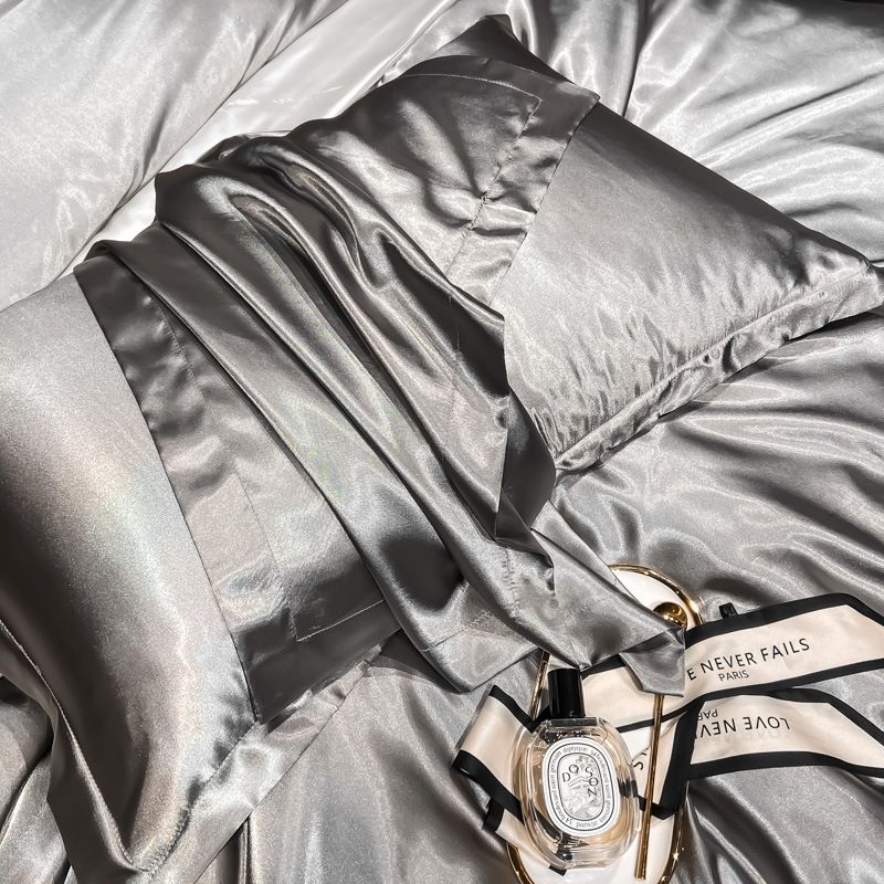 Pillowcase Polyester Satin Soft Anti Wrinkle [silky and anti-wrinkle]-silver