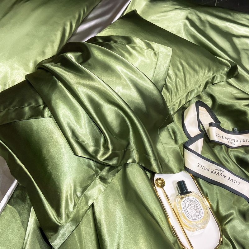 Pillowcase Polyester Satin Soft Anti Wrinkle [silky and anti-wrinkle]-military