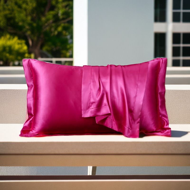 Pillowcase Polyester Satin Soft Anti Wrinkle [silky and anti-wrinkle] rose red