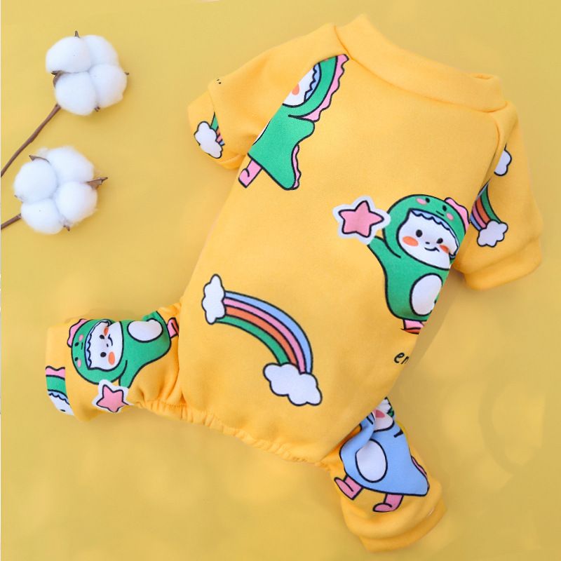 Shine Polyester Four Leg Dog Cat Pet Clothes 016D Four-Leg Pants Yellow Bottom — image 1